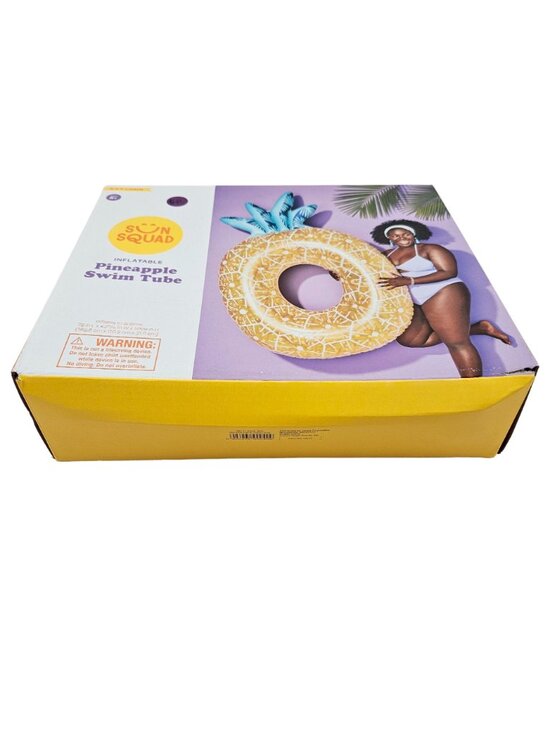 Sun Squad Pool Float Inflatable Pineapple Swim Tube Yellow Green Summer NIB - Picture 8 of 10